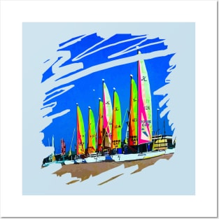 Multicolored sails against the sky Posters and Art